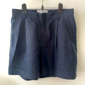 Maison Kitsune navy linen shorts